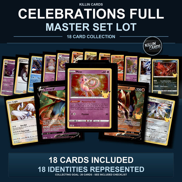Pokemon TCG Celebrations Partial Master Set Lot 18 Cards Master Set Collection