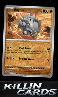 Reverse Holofoil Rhyhorn 111/165 Pokemon Common SV: Scarlet & Violet 151 Card LP