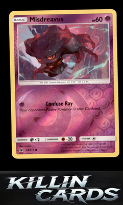 Reverse Holofoil Misdreavus 39/111 Pokemon Common SM - Crimson Invasion Card NM