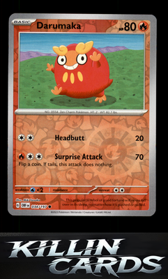 Reverse Holofoil Darumaka 034/197 Pokemon Common SV03: Obsidian Flames Card NM