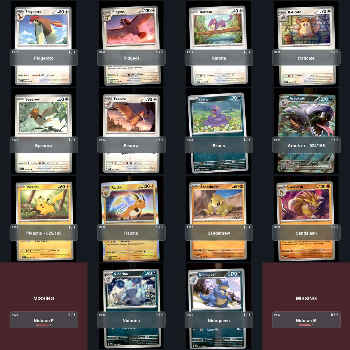 Pokemon TCG SV: Scarlet & Violet 151 Partial Master Set Lot 257 Cards Master Set