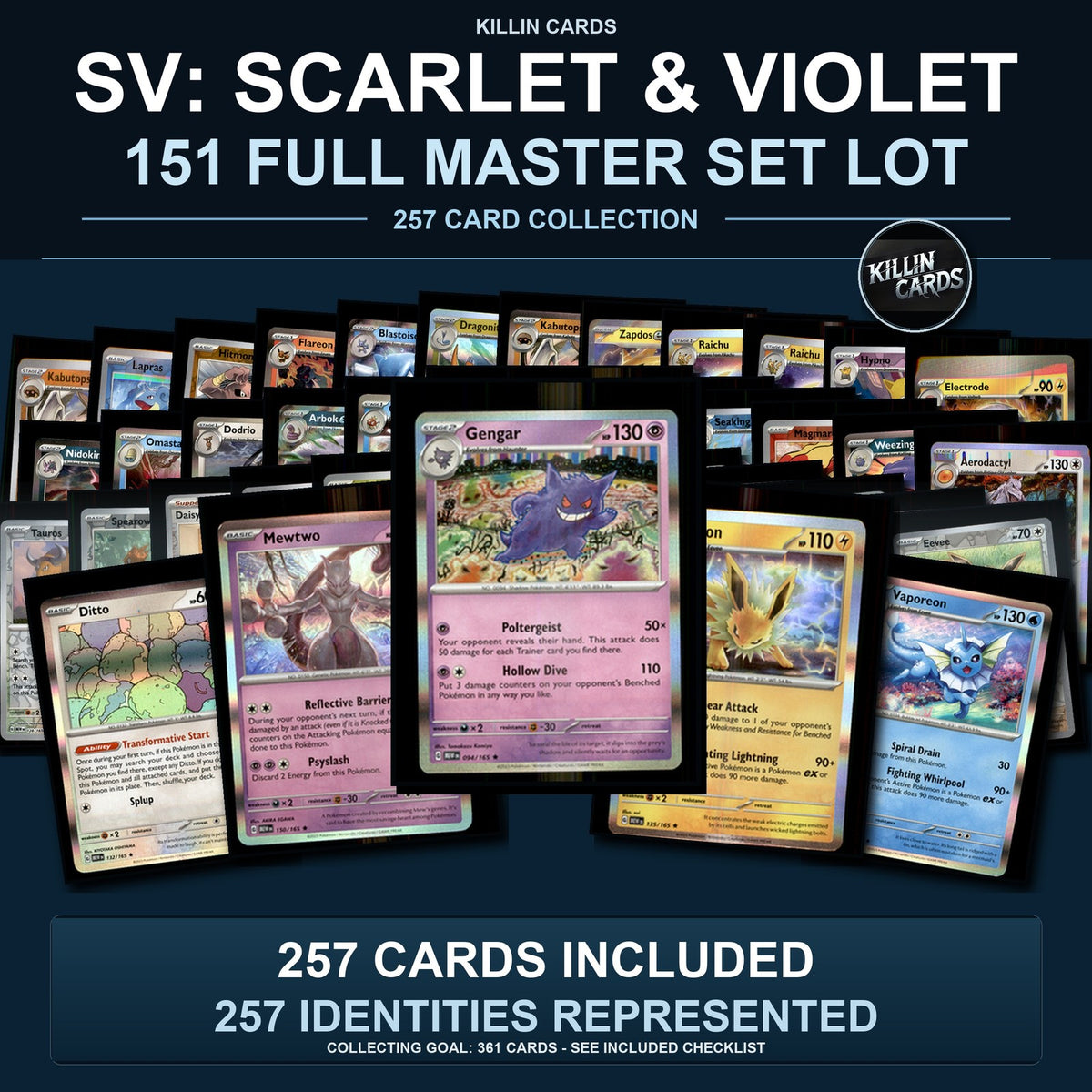 Pokemon TCG SV: Scarlet & Violet 151 Partial Master Set Lot 257 Cards Master Set