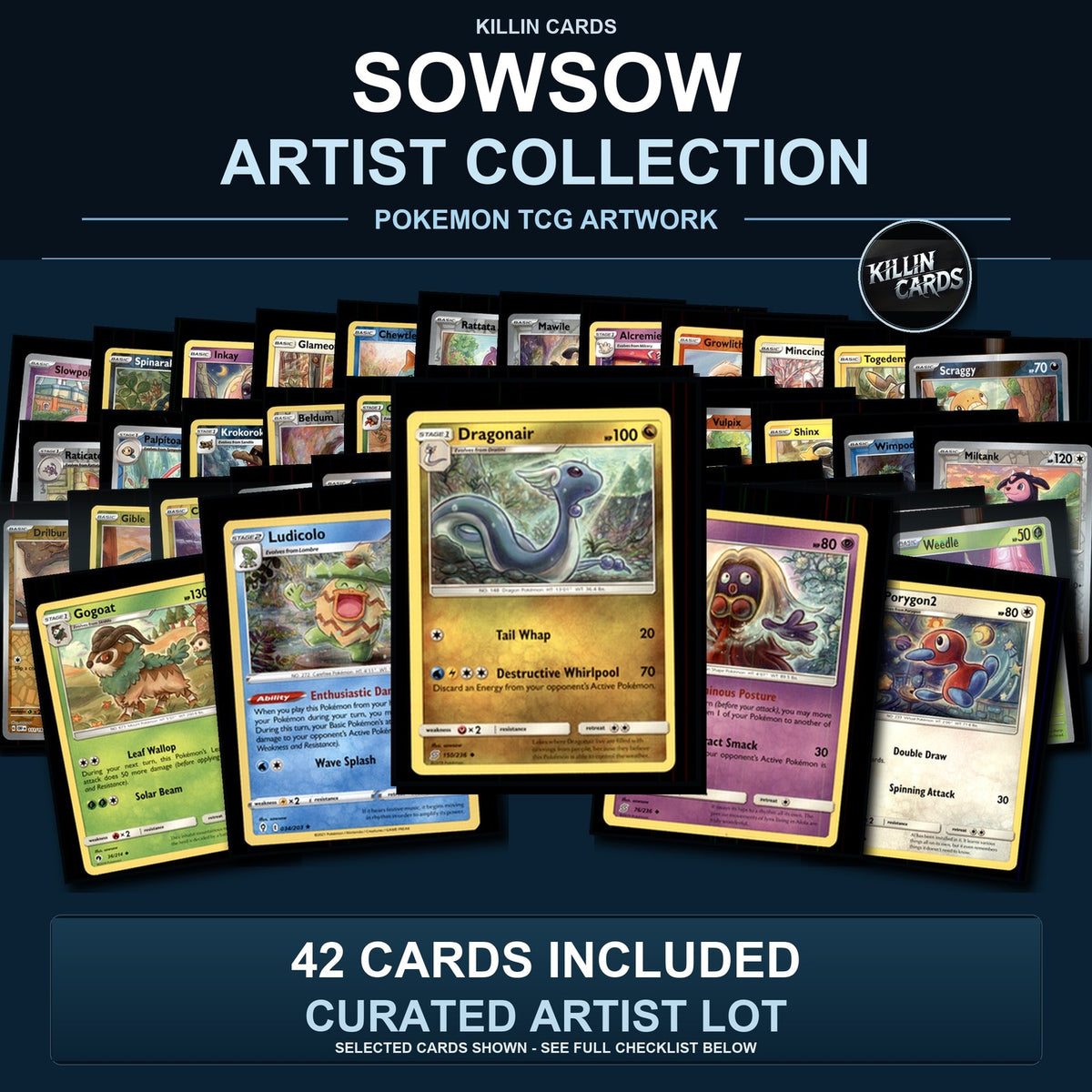 Pokemon TCG sowsow Artist Collection 42 Cards Lot