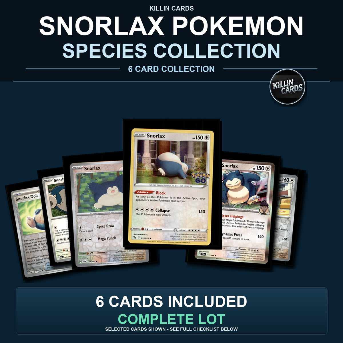 Pokemon TCG Snorlax Pokemon Species Collection 6 Different Cards Collection