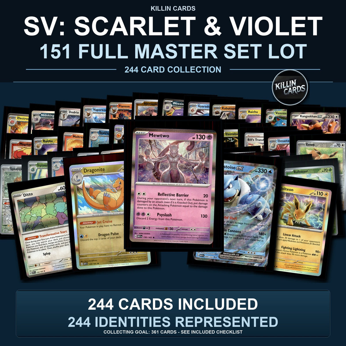 Pokemon TCG SV: Scarlet & Violet 151 Partial Master Set Lot 244 Cards Master Set