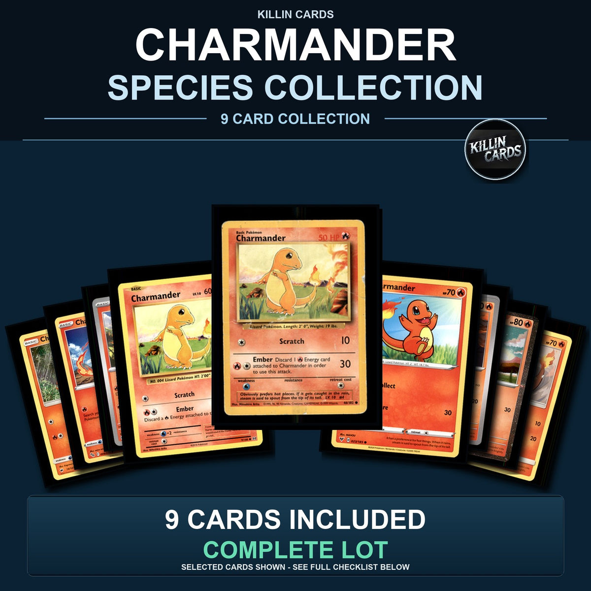 Pokemon TCG Charmander Species Collection 9 Different Cards