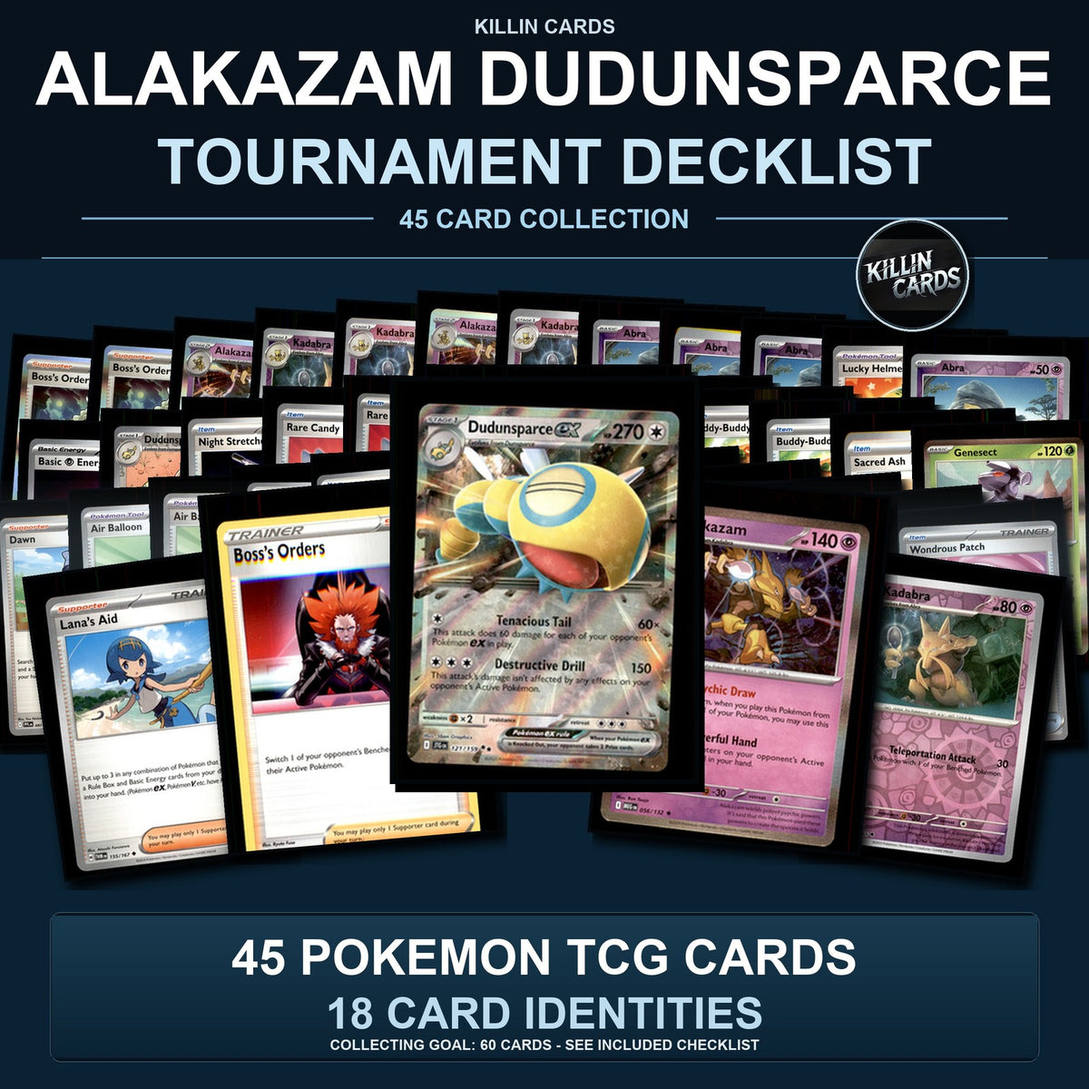 Partial Pokemon TCG Regional Louisville, KY Alakazam Dudunsparce Decklist 45 Cards Deck