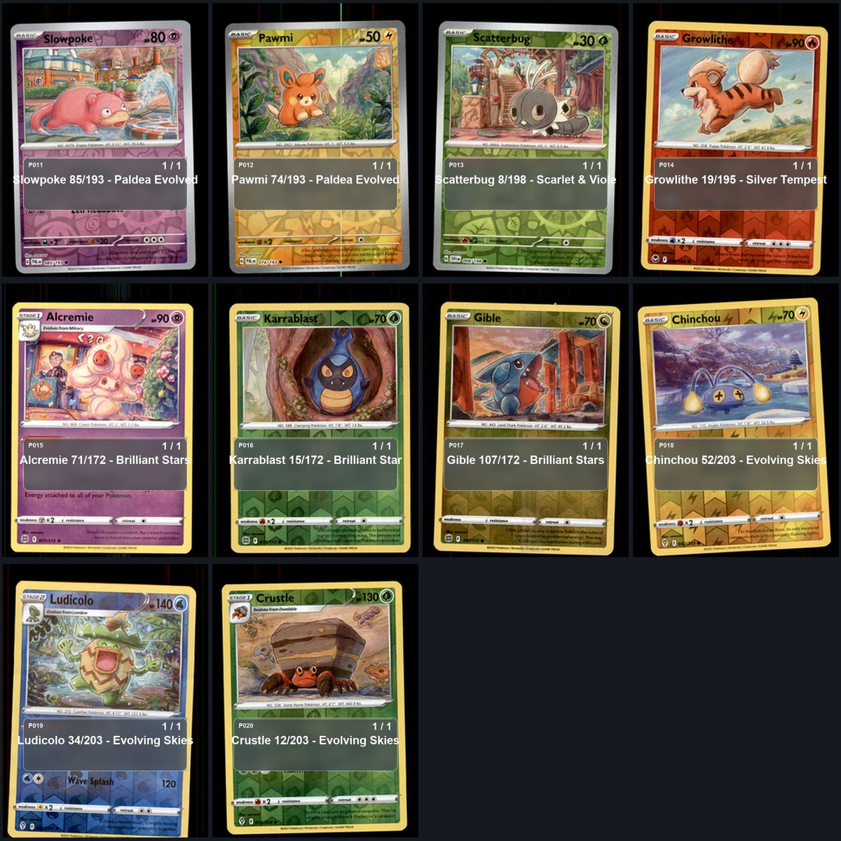 Pokemon TCG sowsow Artist Collection 30 Cards Lot