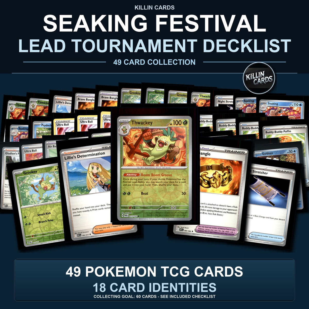 Partial Pokemon TCG Regional Nice Seaking Festival Lead Decklist 49 Cards Deck