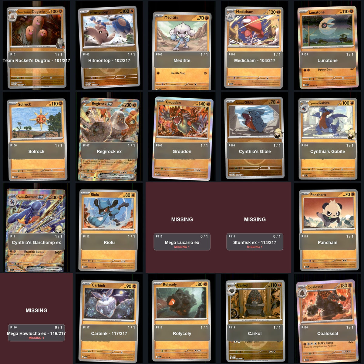 Pokemon TCG ME: Ascended Heroes Partial Master Set Lot 306 Cards Master Set