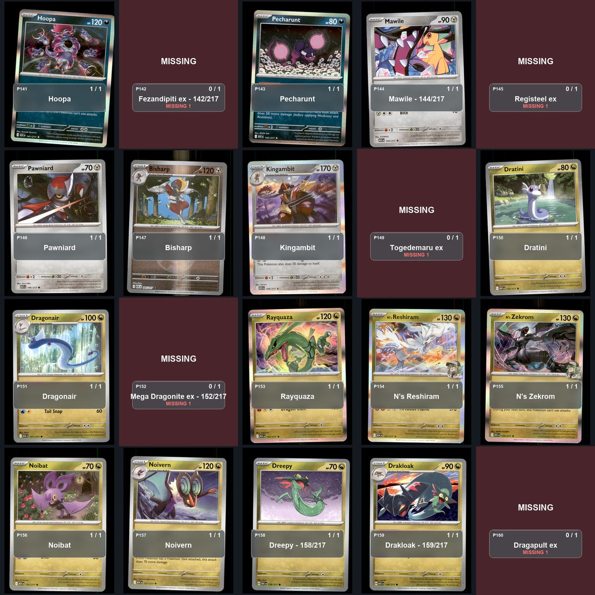 Pokemon TCG ME: Ascended Heroes Partial Master Set Lot 306 Cards Master Set