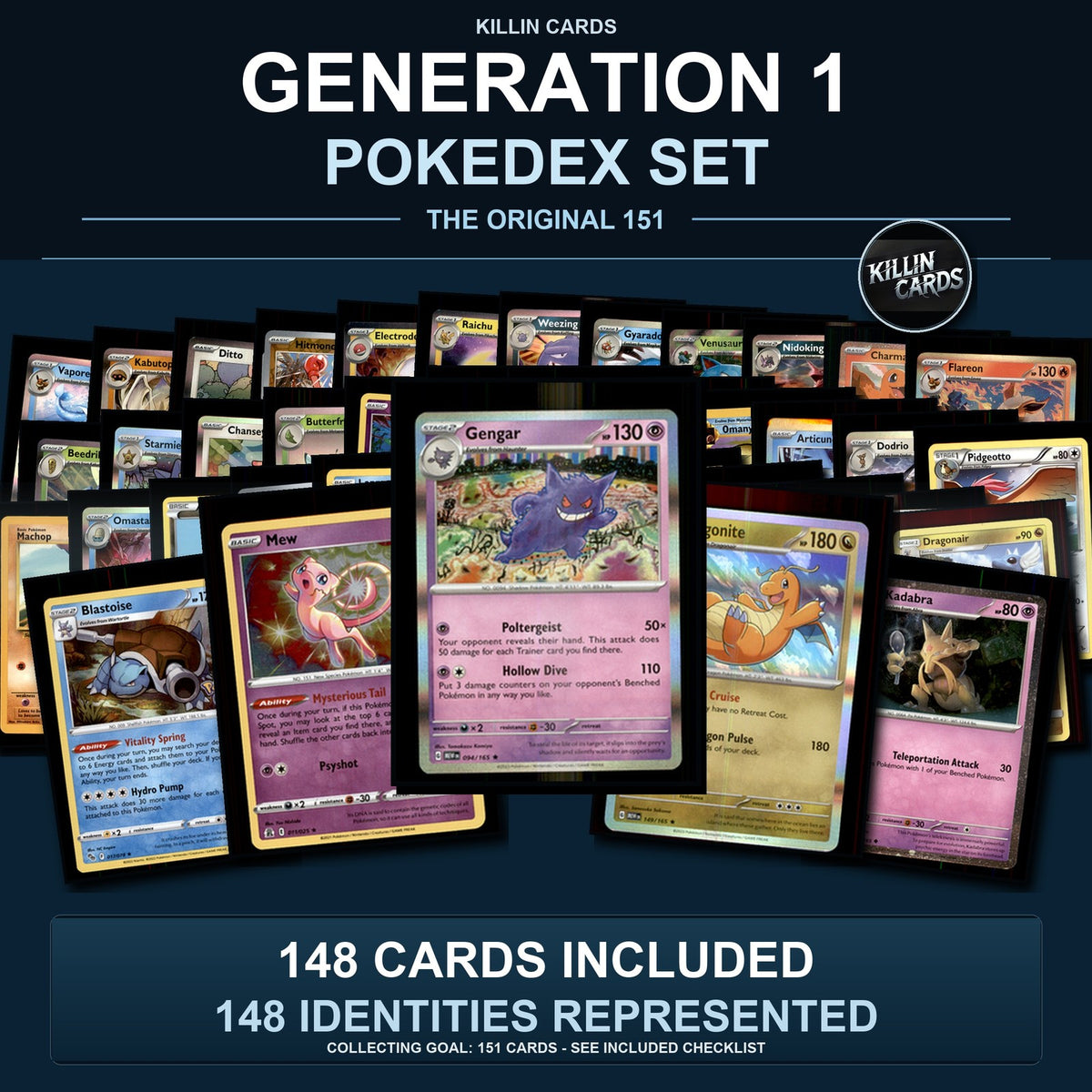 Pokemon TCG Generation 1 Kanto Pokemon Pokedex Set 148 Cards Collection