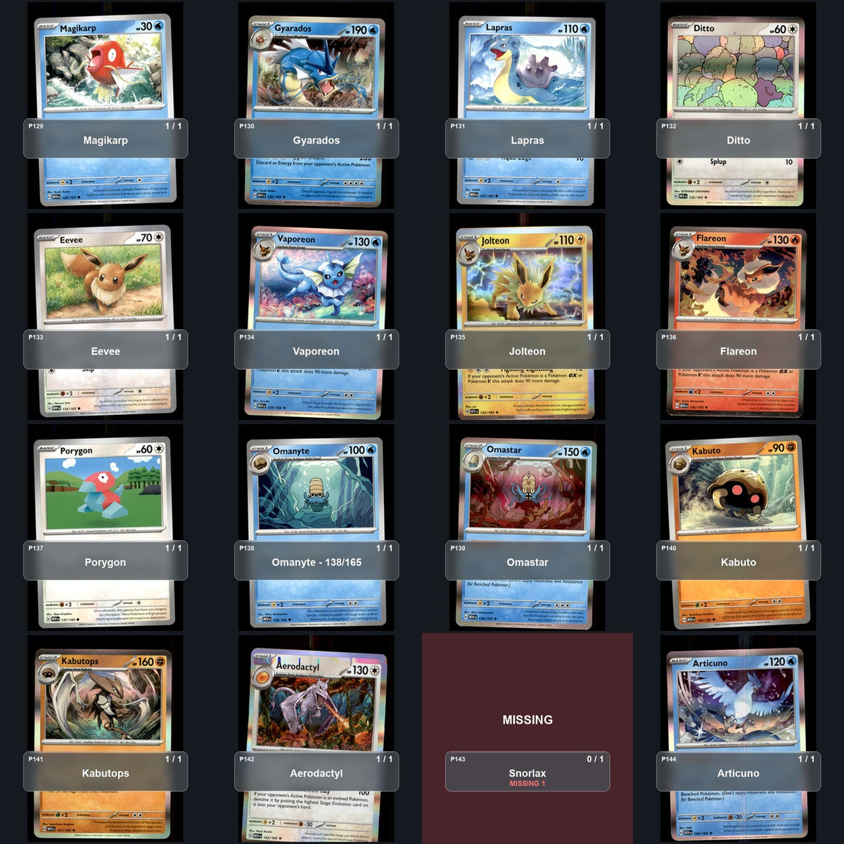 Pokemon TCG SV: Scarlet & Violet 151 Partial Master Set Lot 257 Cards Master Set