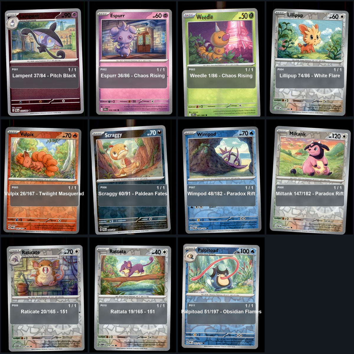 Pokemon TCG sowsow Artist Collection 42 Cards Lot