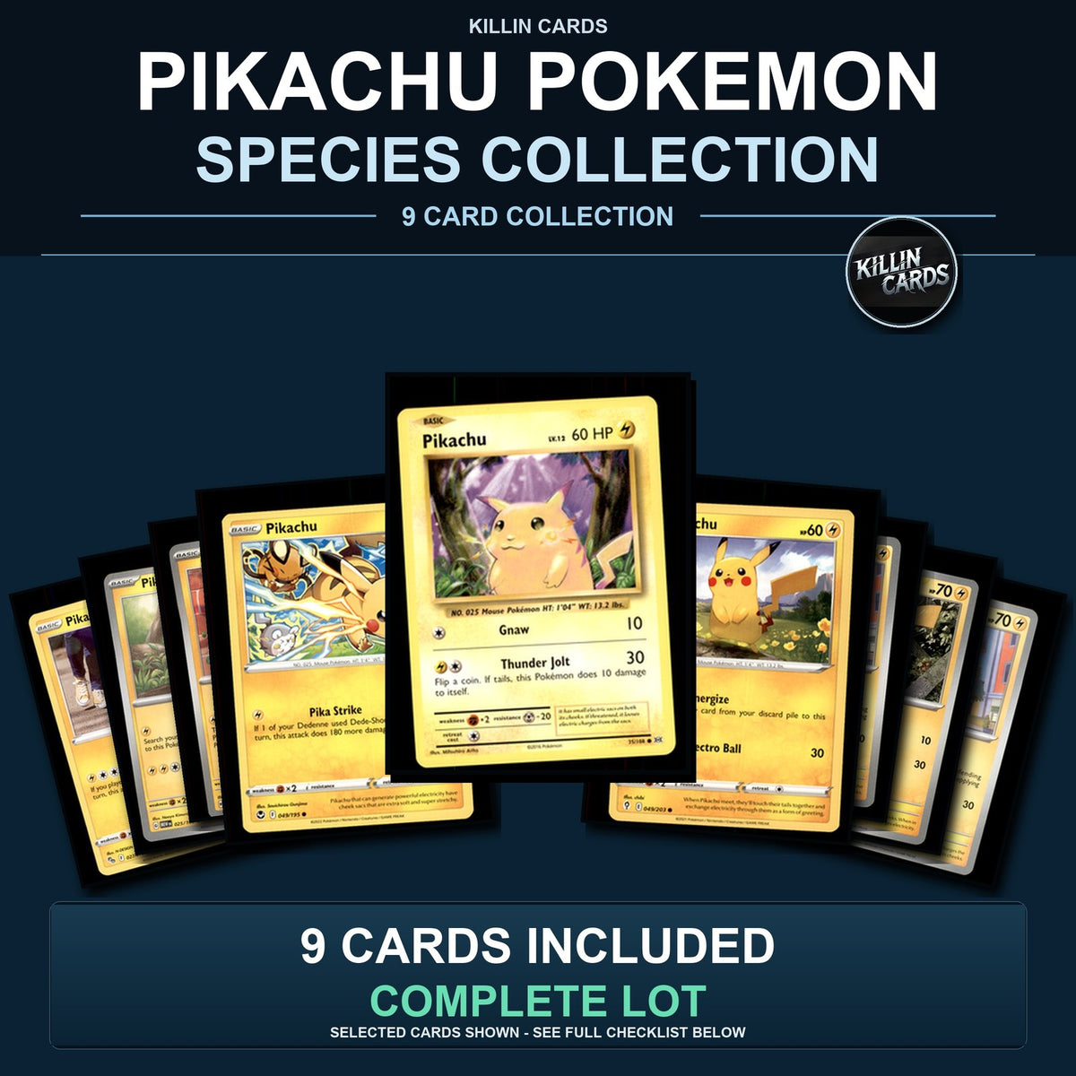Pokemon TCG Pikachu Pokemon Species Collection 9 Different Cards Collection