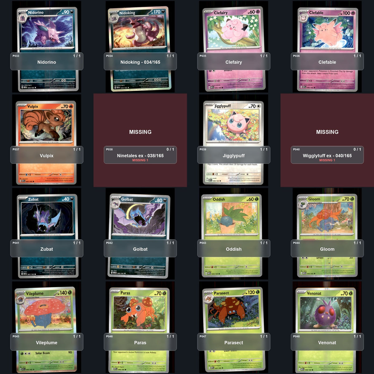 Pokemon TCG SV: Scarlet & Violet 151 Partial Master Set Lot 244 Cards Master Set