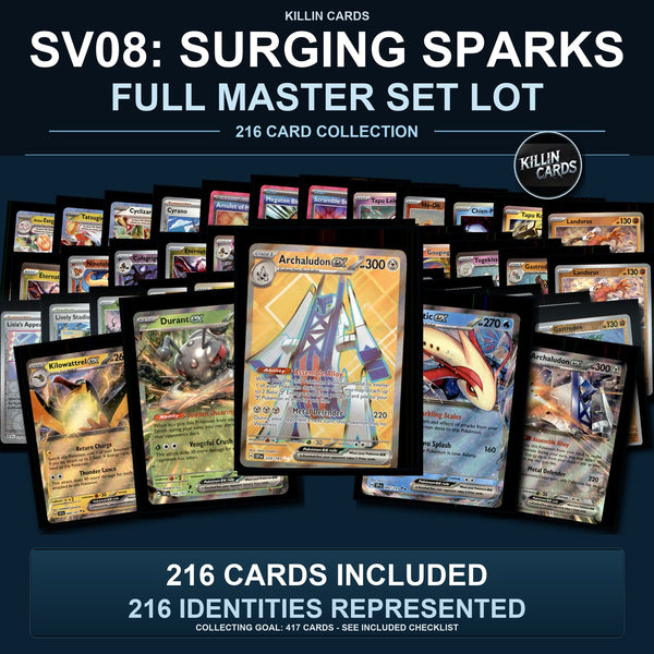 Pokemon TCG SV08: Surging Sparks Partial Master Set Lot 216 Cards Master Set