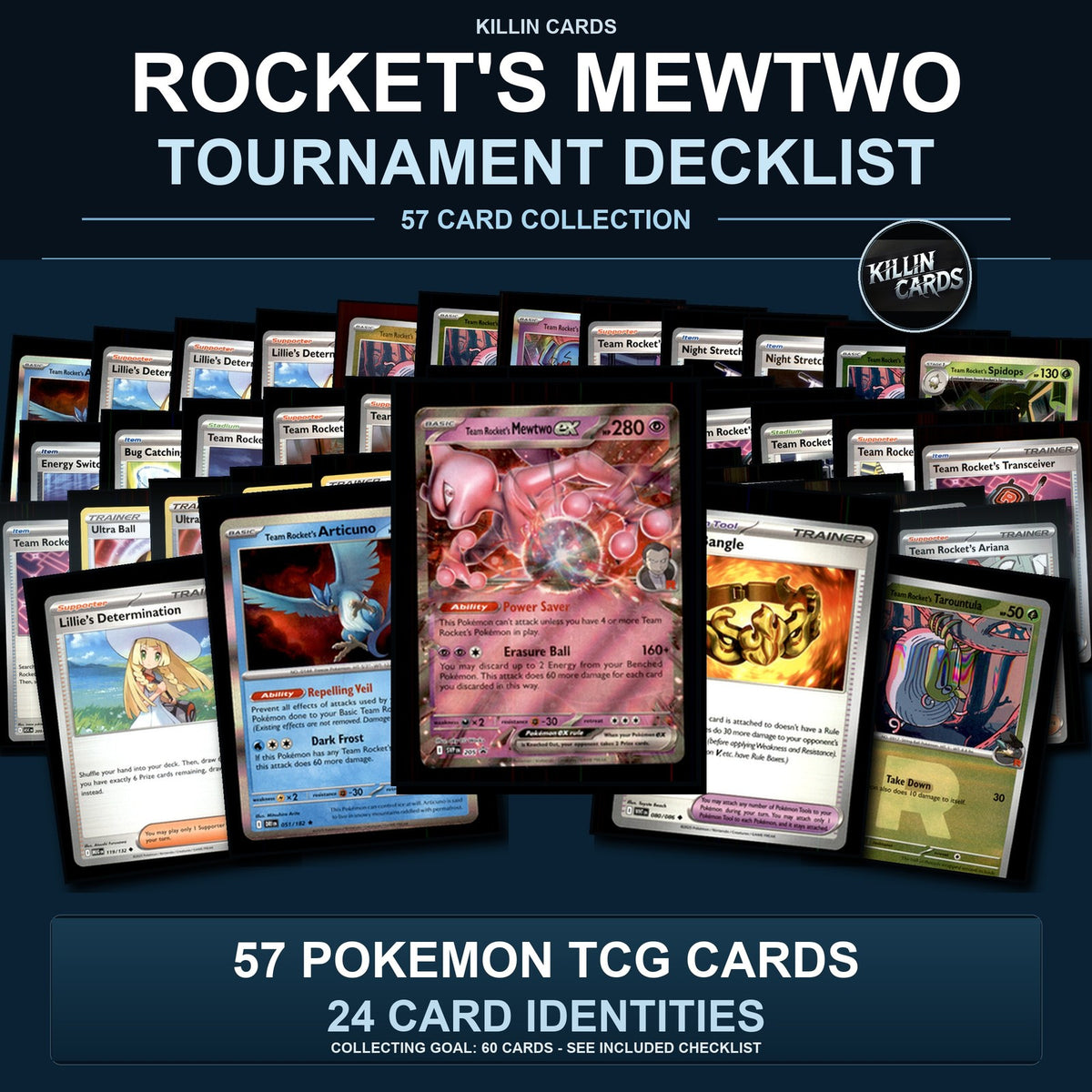 Partial Pokemon TCG Regional Frankfurt Rocket's Mewtwo Decklist 57 Cards Deck