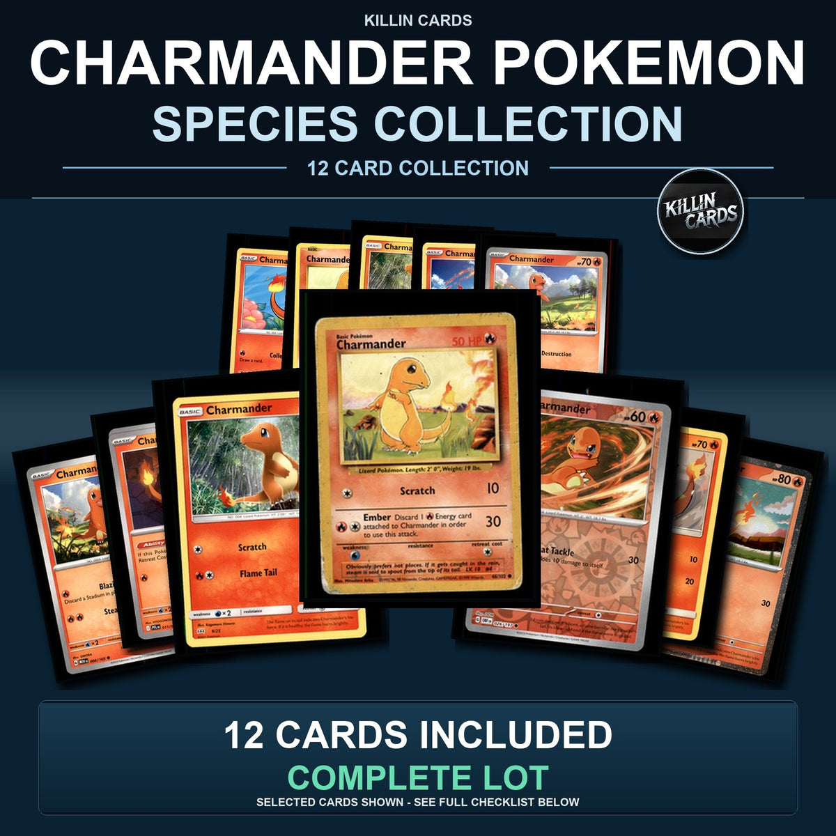 Pokemon TCG Charmander Pokemon Species Collection 12 Different Cards Collection