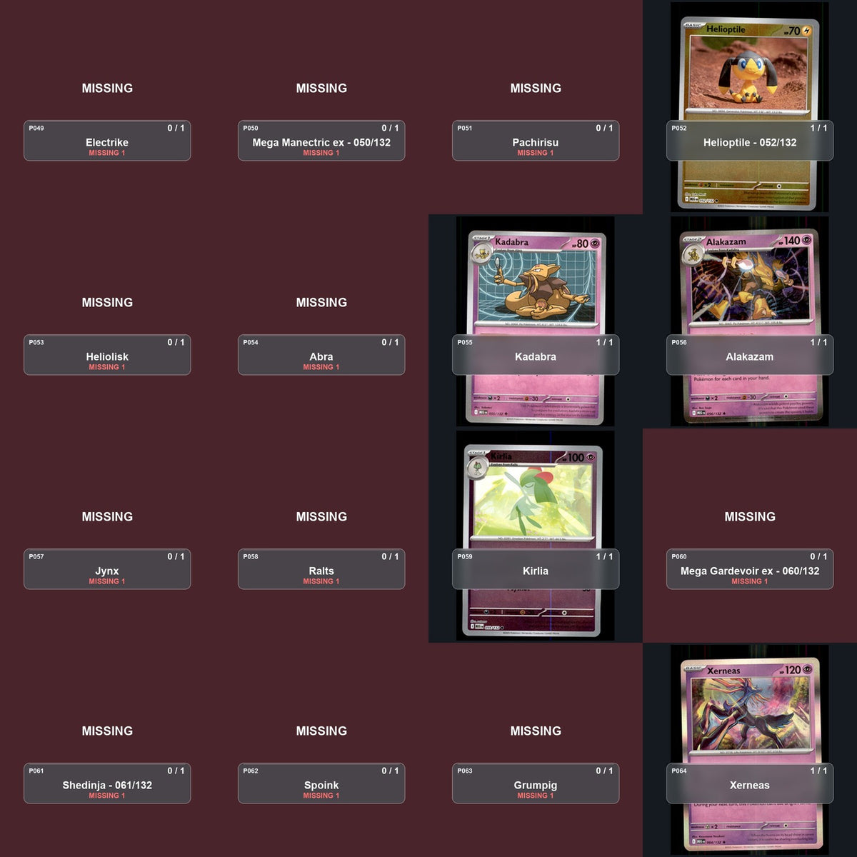 Pokemon TCG ME01: Mega Evolution Partial Master Set Lot 162 Cards Master Set