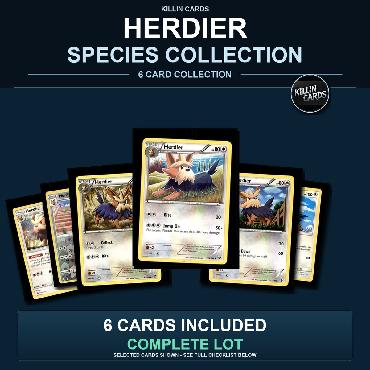Pokemon TCG Herdier Species Collection 6 Different Cards