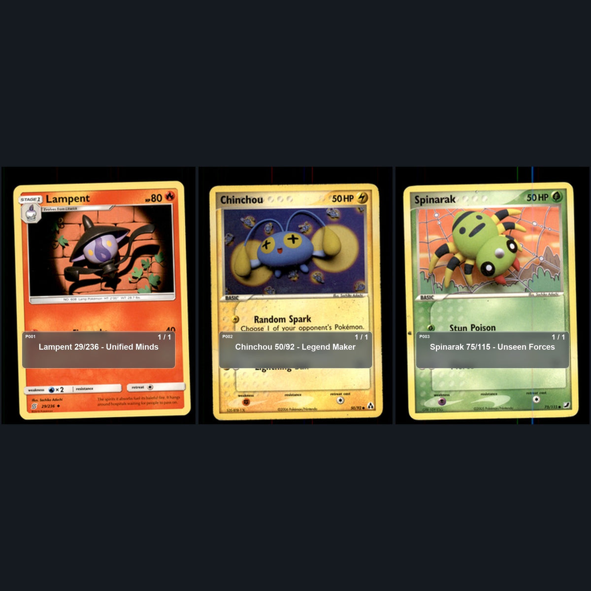 Pokemon TCG Sachiko Adachi Artist Collection 3 Cards Lot