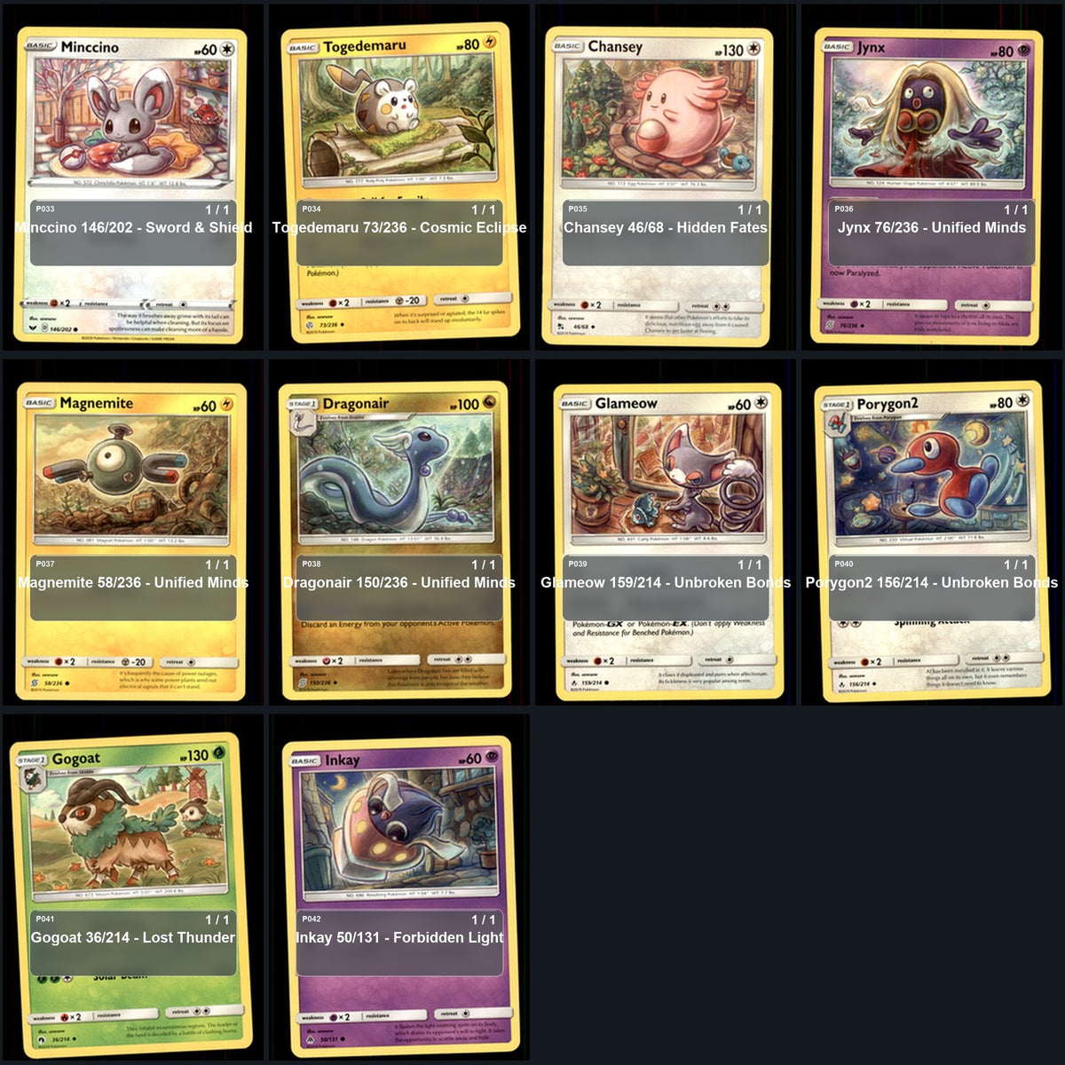 Pokemon TCG sowsow Artist Collection 42 Cards Lot