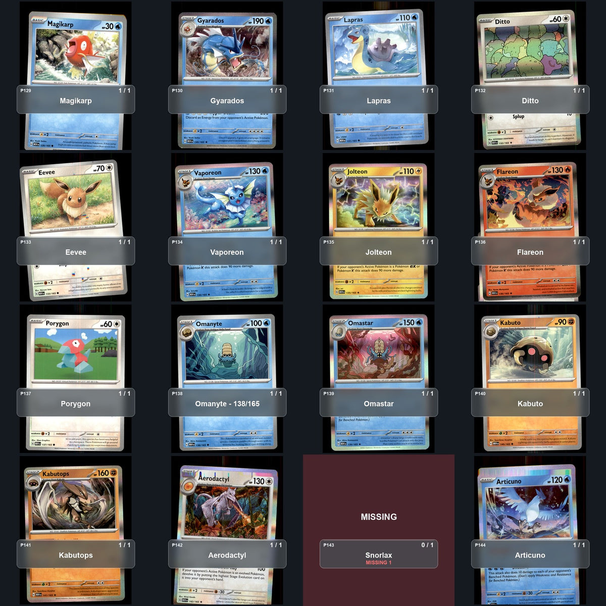 Pokemon TCG SV: Scarlet & Violet 151 Partial Master Set Lot 244 Cards Master Set