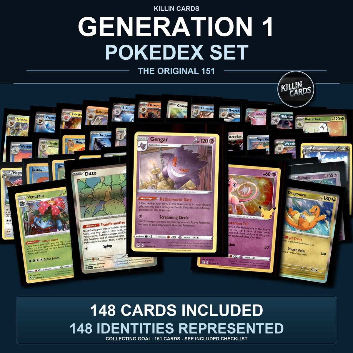Pokemon TCG Generation 1 Kanto Pokemon Pokedex Set 148 Cards Collection