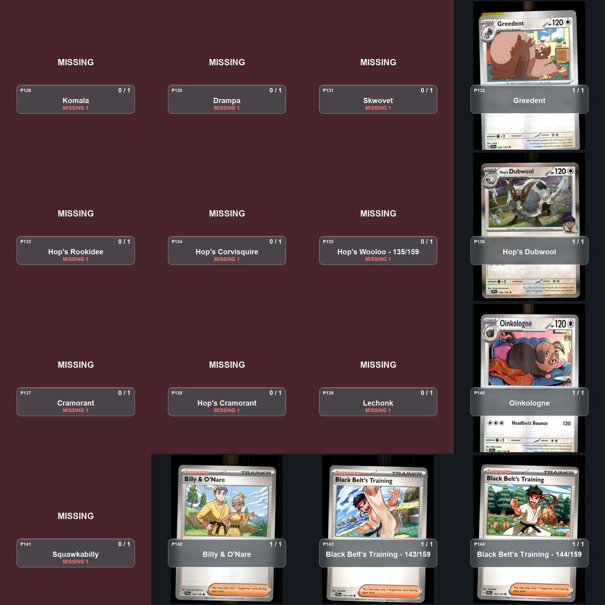 Pokemon TCG SV09: Journey Together Partial Master Set Lot 167 Cards Master Set