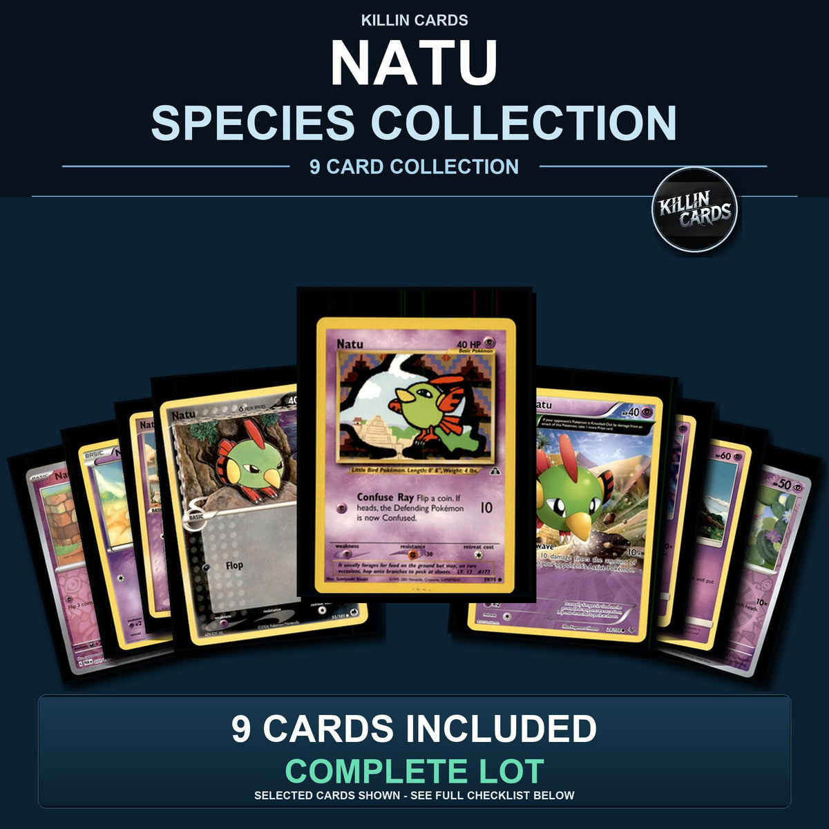 Pokemon TCG Natu Species Collection 9 Different Cards