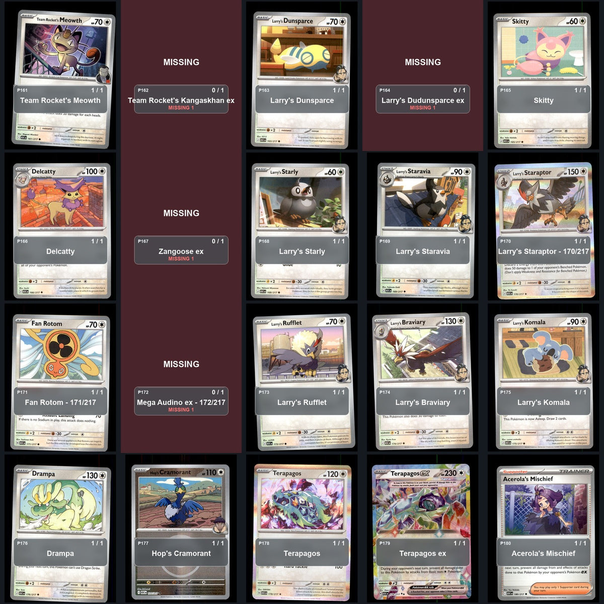 Pokemon TCG ME: Ascended Heroes Partial Master Set Lot 306 Cards Master Set
