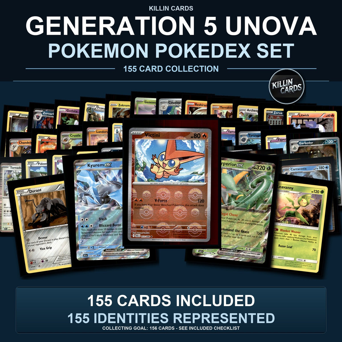 Pokemon TCG Generation 5 Unova Pokemon Pokedex Set 155 Cards Collection