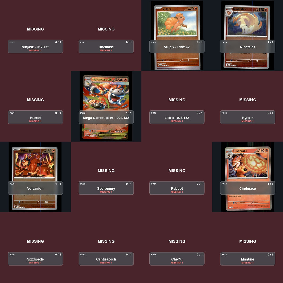 Pokemon TCG ME01: Mega Evolution Partial Master Set Lot 162 Cards Master Set