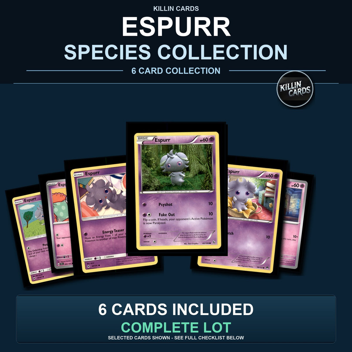Pokemon TCG Espurr Species Collection 6 Different Cards