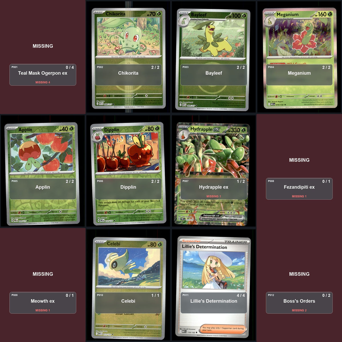 Partial Pokemon TCG Regional Nice Hydrapple Decklist 47 Cards Deck