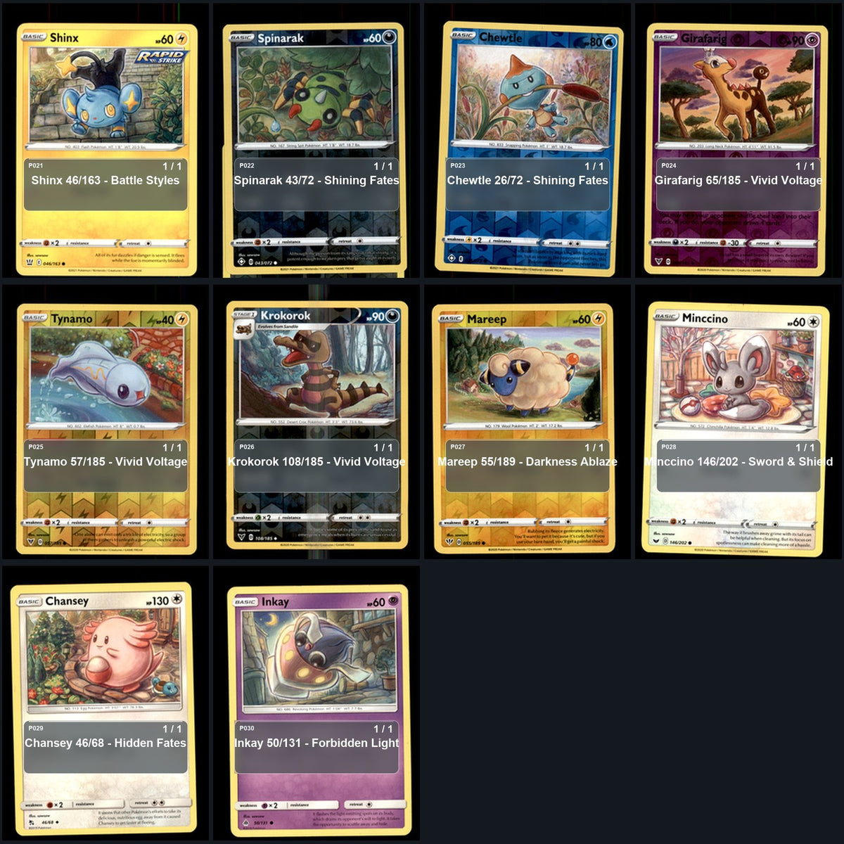 Pokemon TCG sowsow Artist Collection 30 Cards Lot
