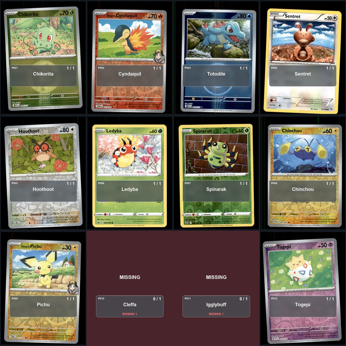 Pokemon TCG Generation 2 Johto Pokemon Pokedex Set 93 Cards Collection