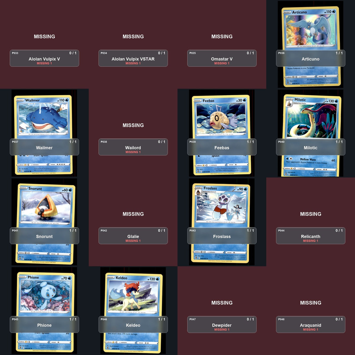 Pokemon TCG SWSH12: Silver Tempest Partial Master Set Lot 187 Cards Master Set