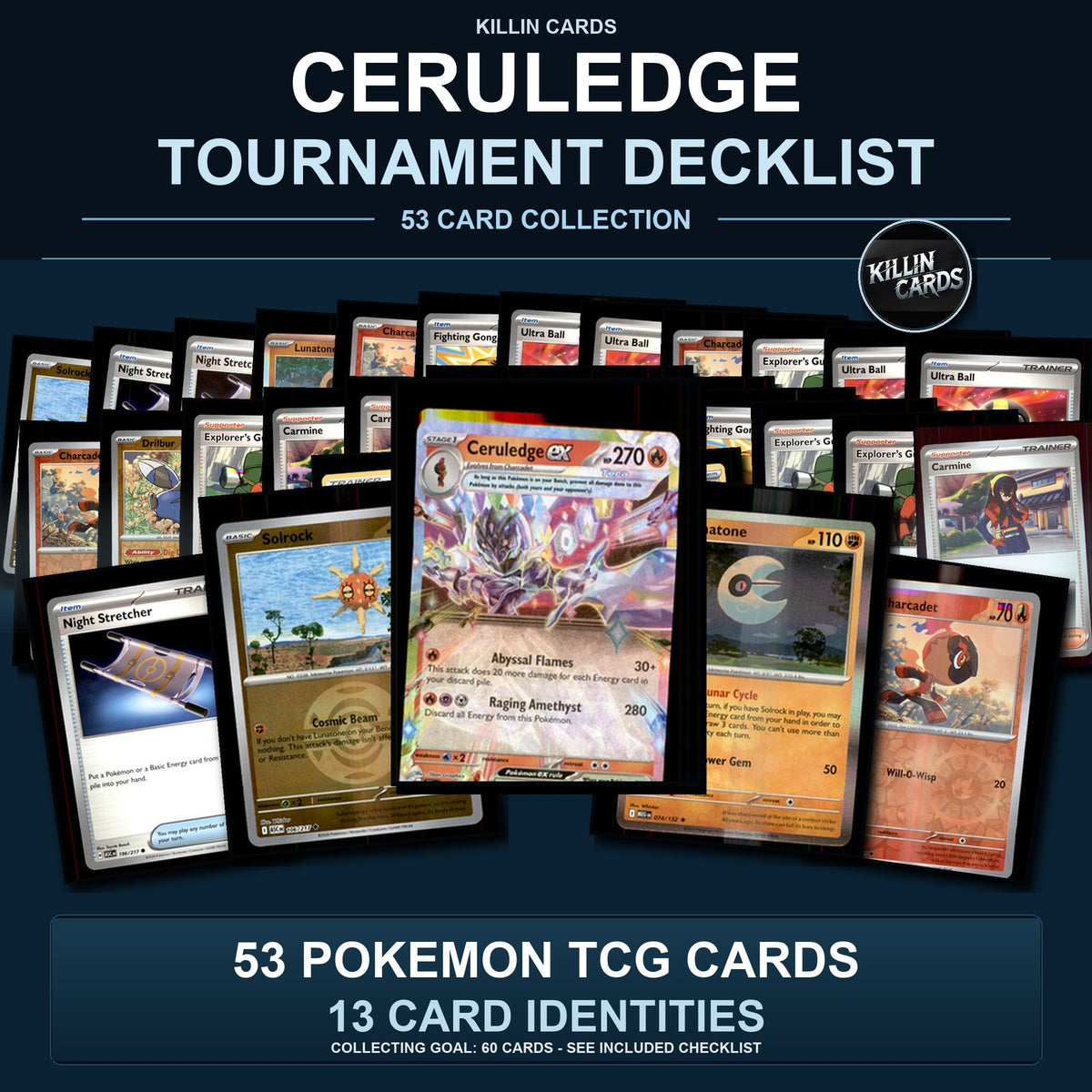 Partial Pokemon TCG Regional Louisville, KY Ceruledge Decklist 53 Cards Deck