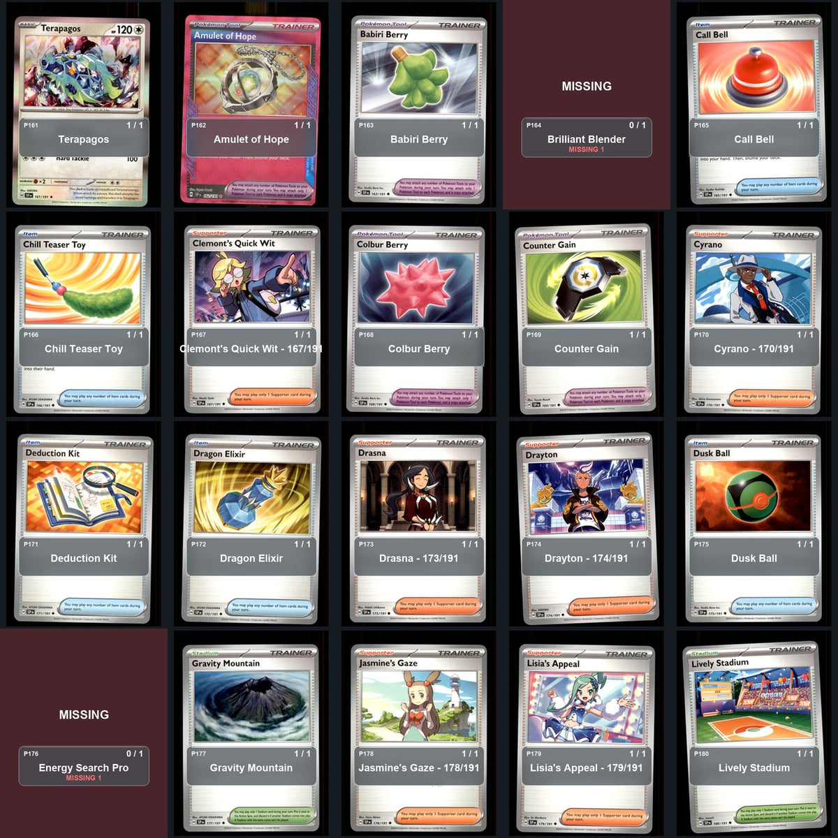 Pokemon TCG SV08: Surging Sparks Partial Master Set Lot 216 Cards Master Set